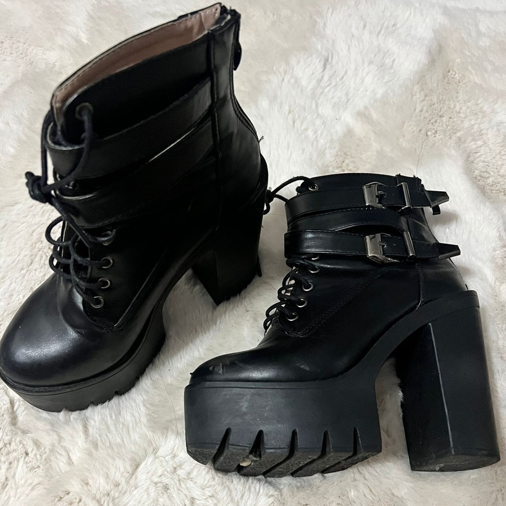 Black chunky boots